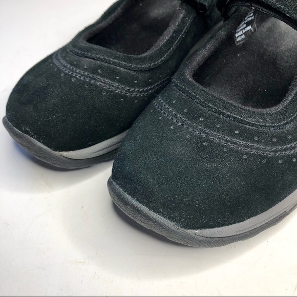 L.L.Bean suede Mary Jane mule slip on shoes hook and loop adjustable strap black - Picture 6 of 11